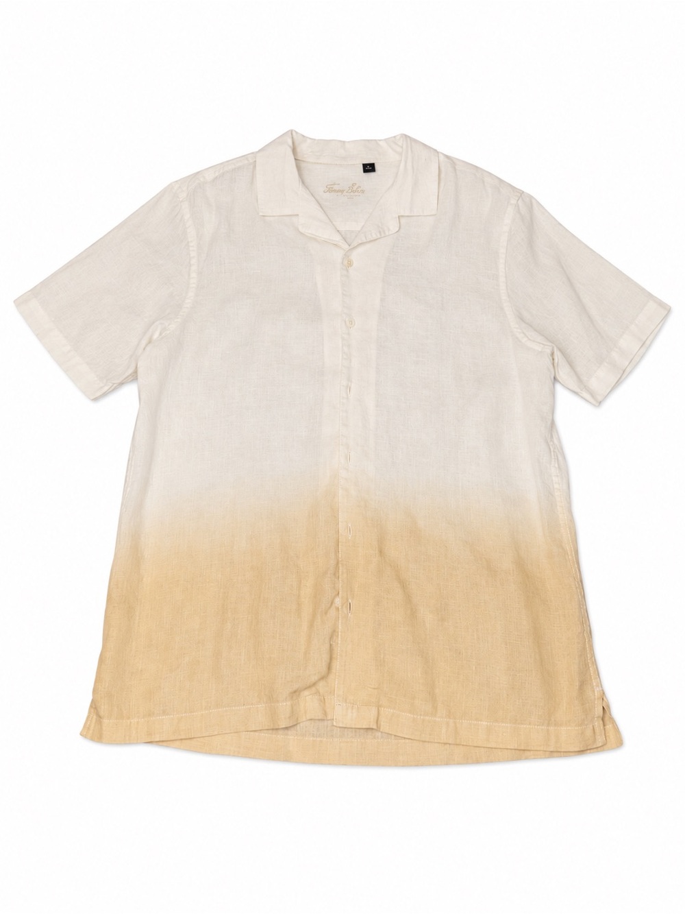 Tasso Elba Cream to Tan Short-Sleeve Dip-Dye Button-Down Shirt
